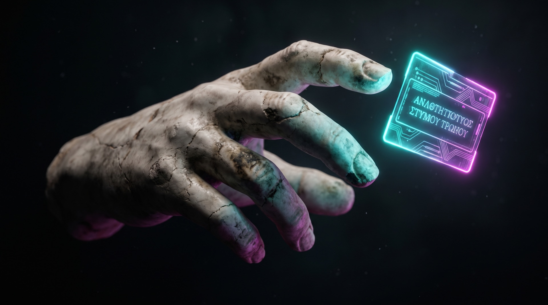 Mermer el holograma uzanıyor