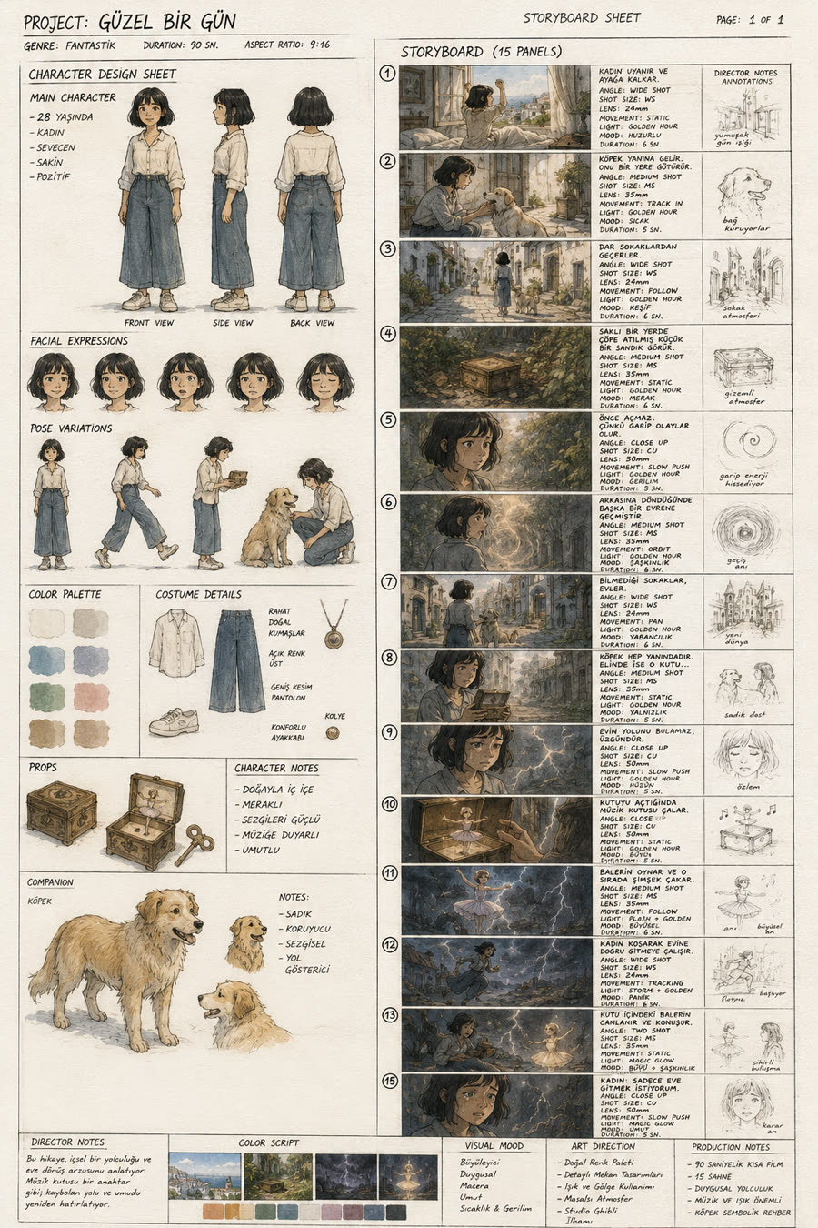 Bir Ev, İki Arkadaş — 1. bölüm storyboard sayfası