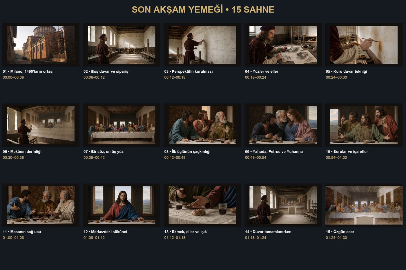 Son Akşam Yemeği filminin storyboard panosu