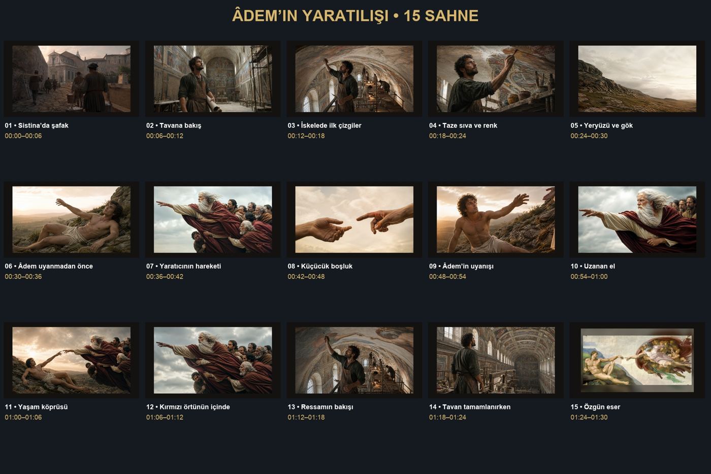 Âdem'in Yaratılışı filminin storyboard panosu