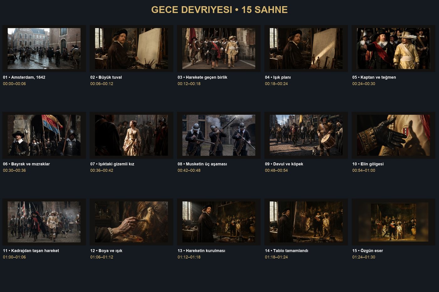 Gece Devriyesi filminin storyboard panosu