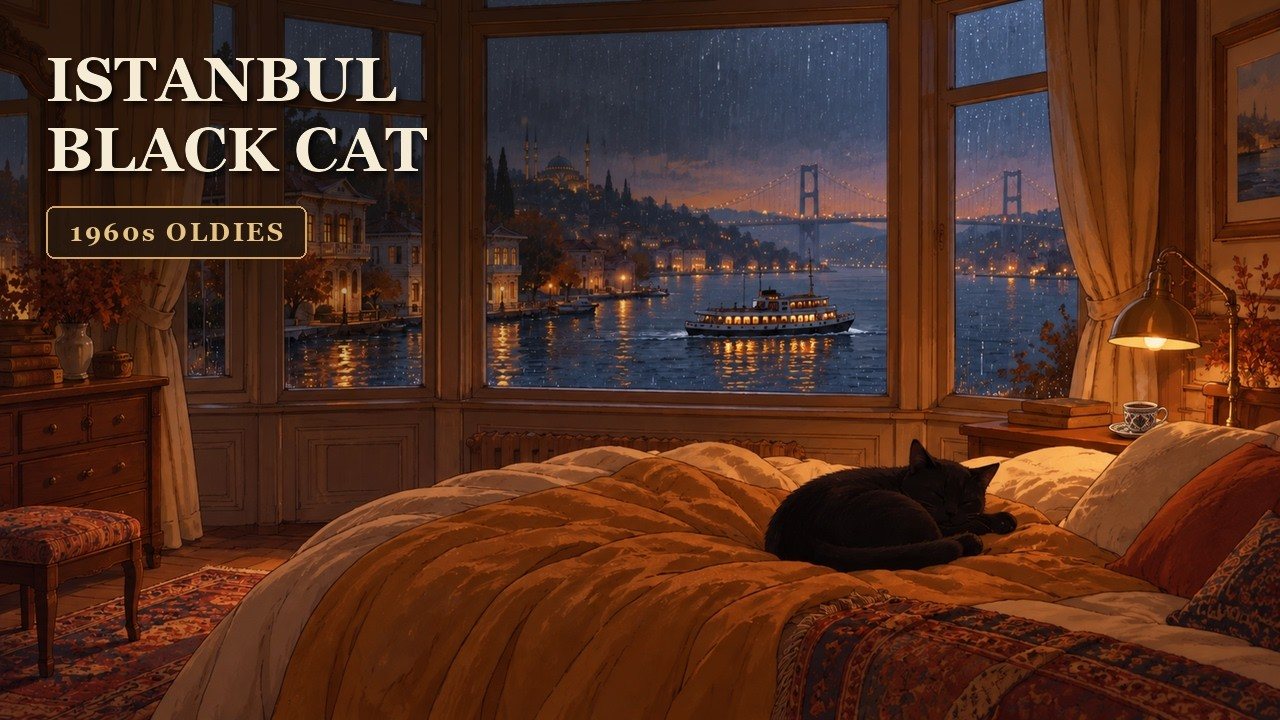 Another Room İstanbul: Boğaz kıyısında uyku, yatakta siyah kedi